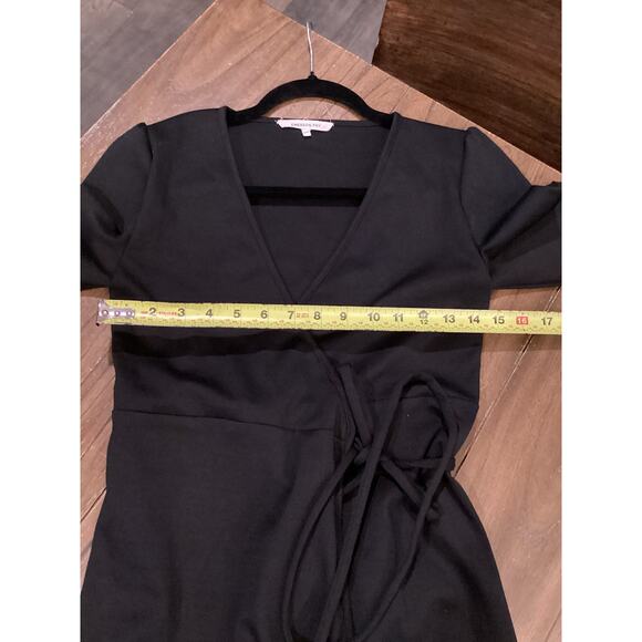 Emerson Fry Ballet wrap midi knee length long sleeve fall Dress Black Ponte XXS - Picture 7 of 11